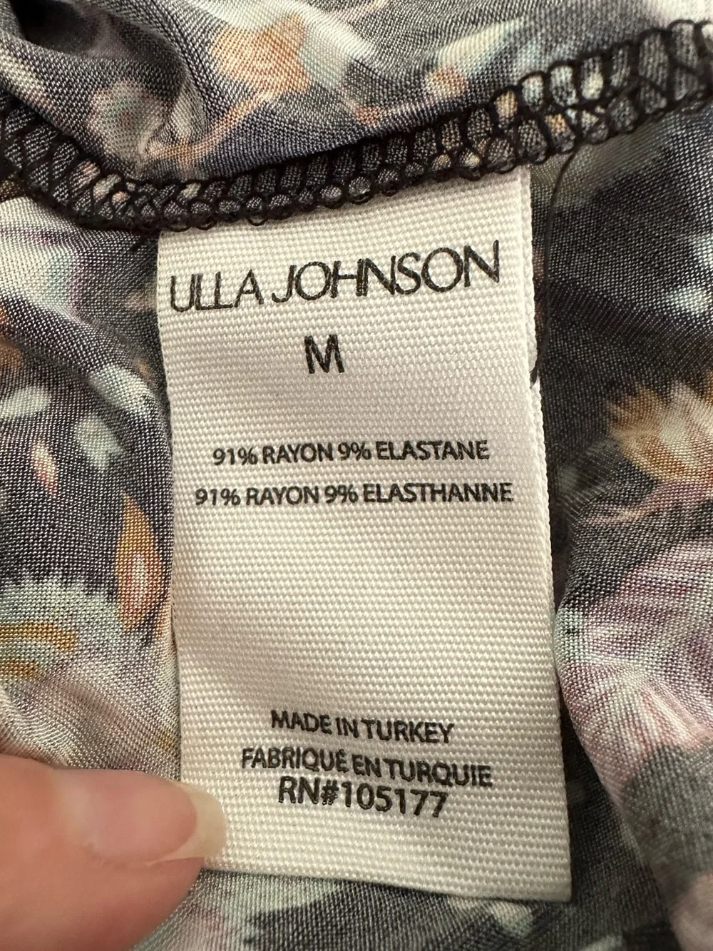 Ulla Johnson Black Floral Midi Dress with Multicolor Blossoms